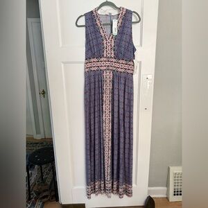 Blue and Pink Patterned Maxi Dress